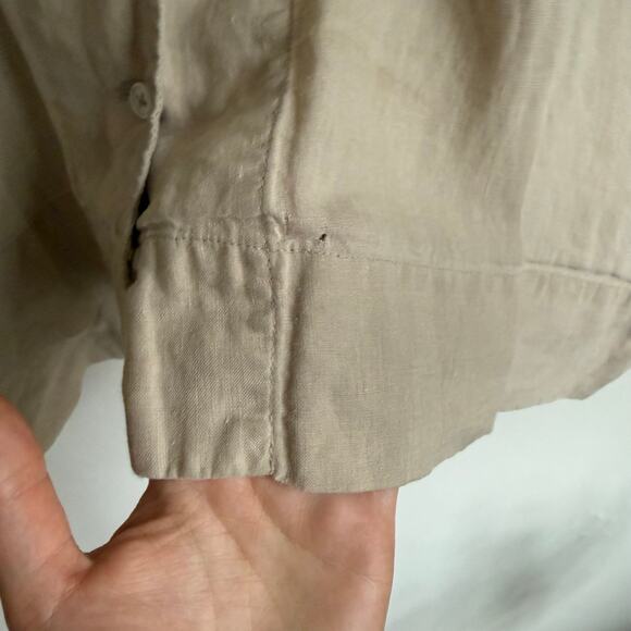 Quince European Linen Short Sleeve Button Up Shirt In Flax Size L - Picture 4 of 8